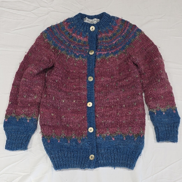 Cozy Knit Cardigan in Pink and Blue - Picture 1 of 3